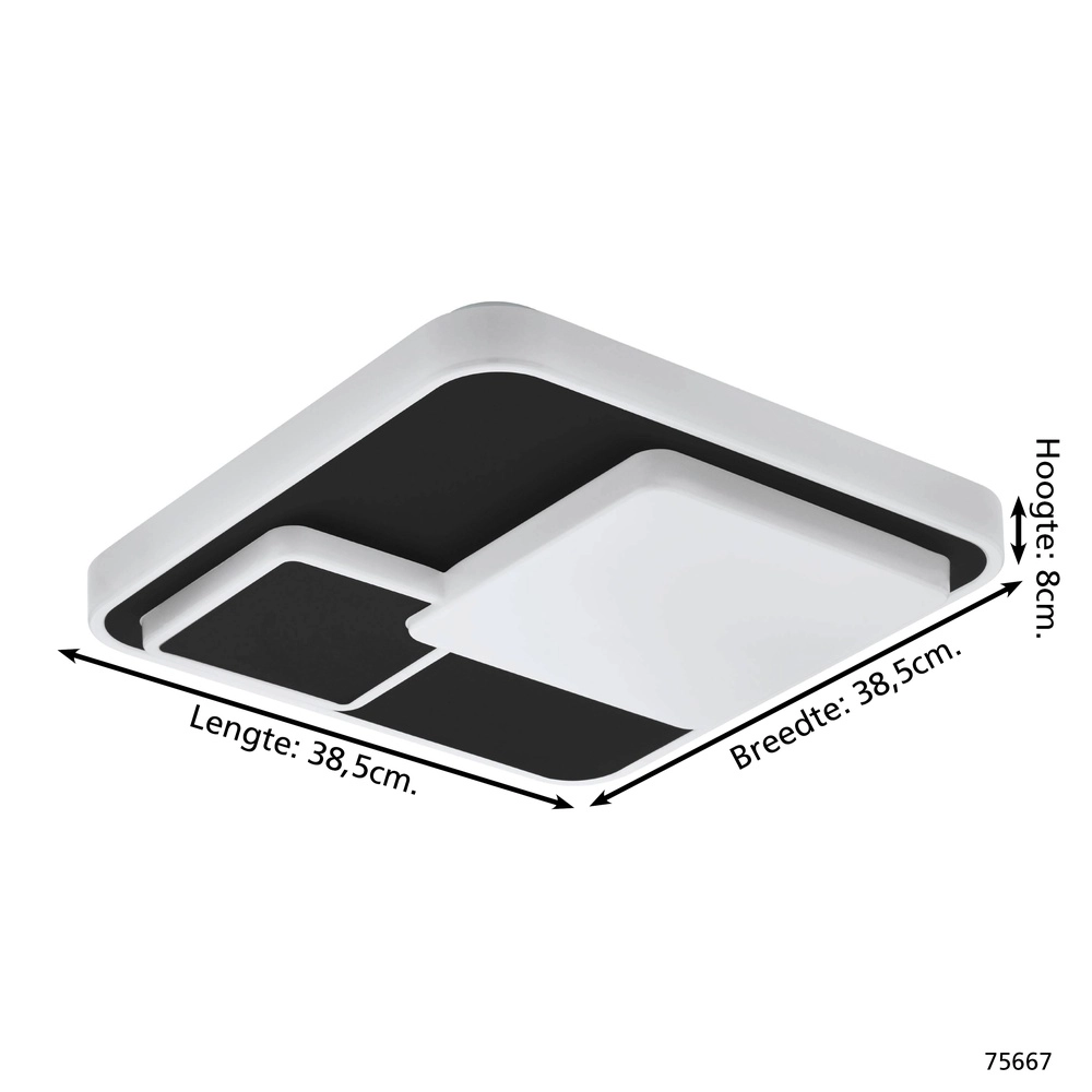 Moderne plafondlamp Lepreso zwart vierkant Eglo 9002759756673
