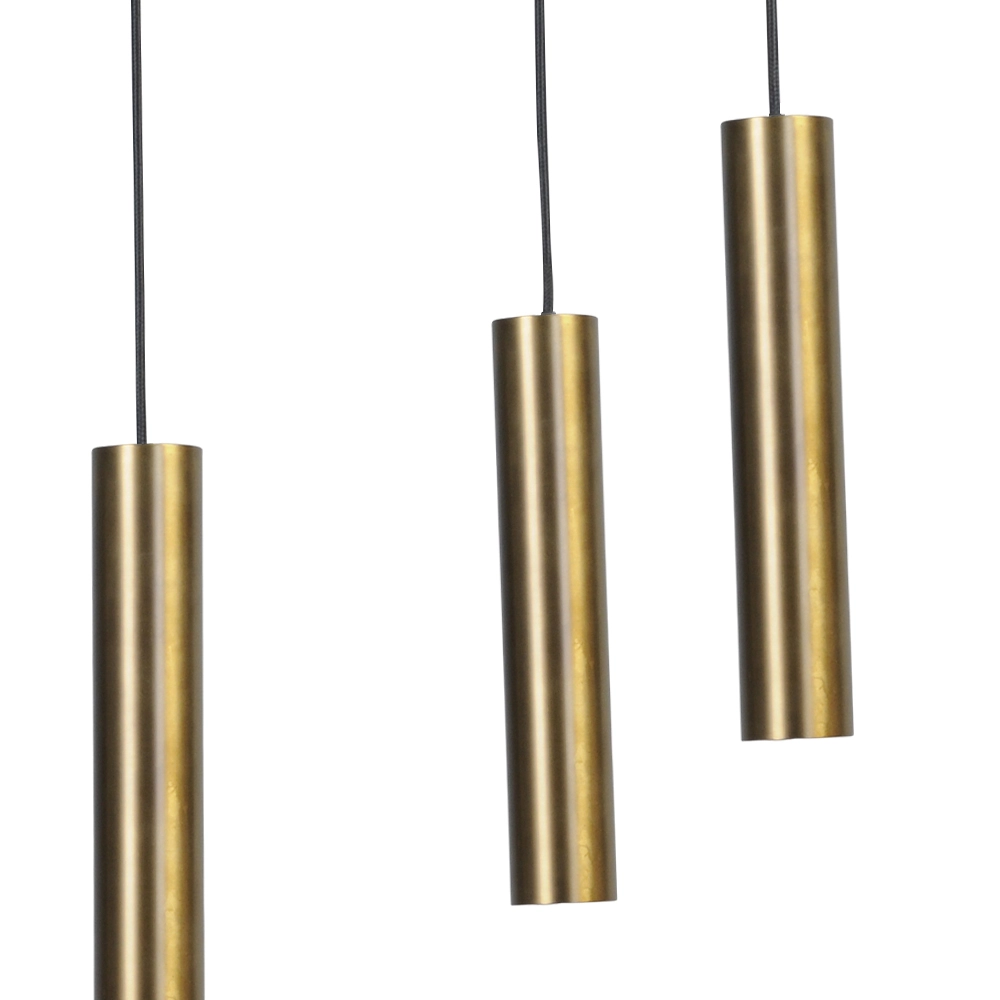 Zwarte eetkamer hanglamp Run 8-lichts cilinders goud Masterlight 8718121206448