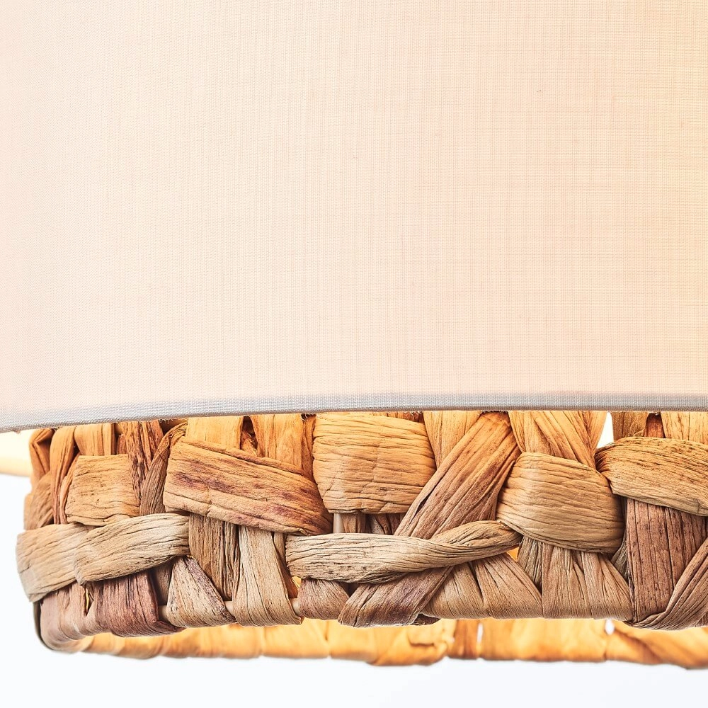 Eetkamer hanglamp Waterlilly rotan met witte stof Brilliant 4004353411939