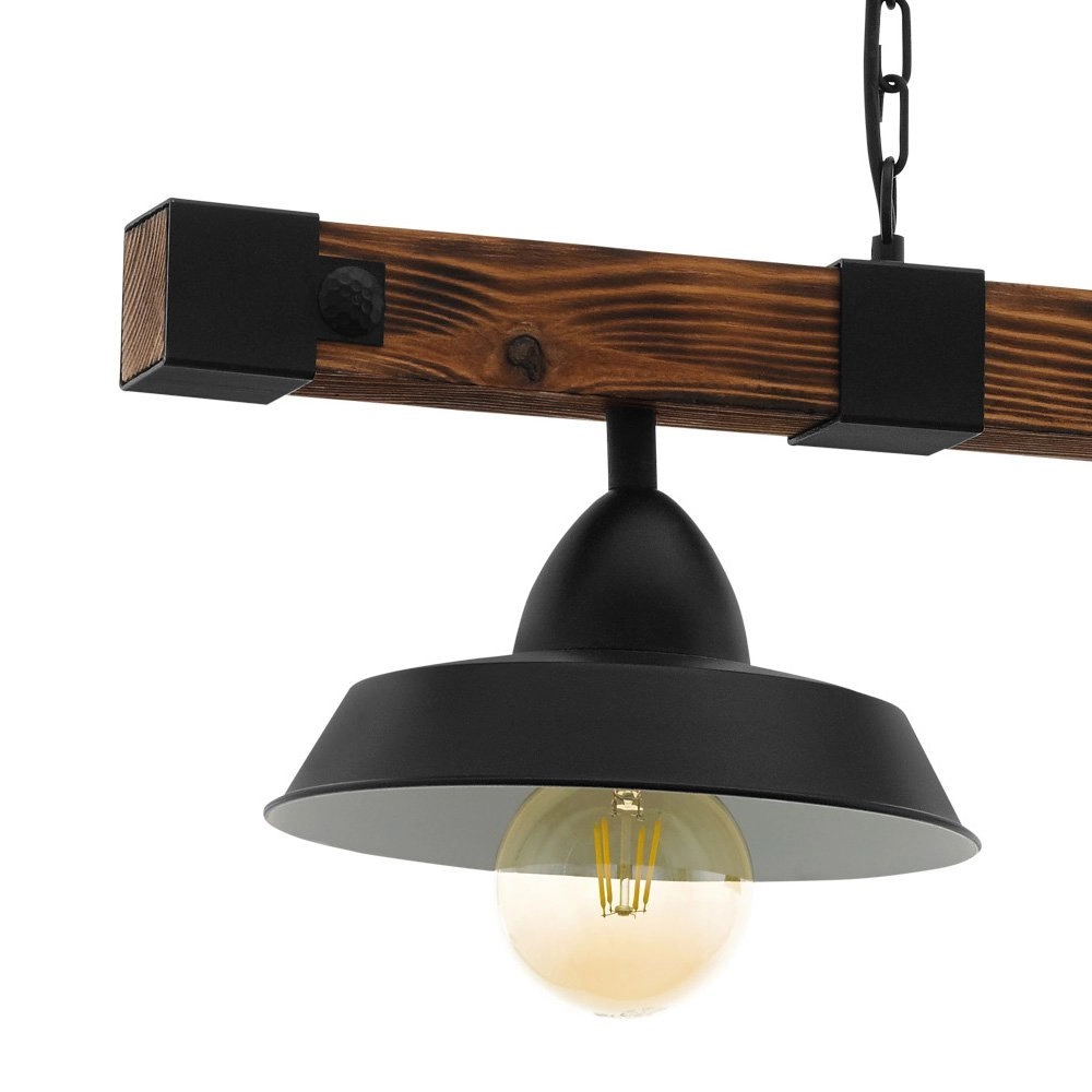 Landelijke eetkamerlamp Oldbury 2-lichts houtbruin met zwart Eglo 9002759440855