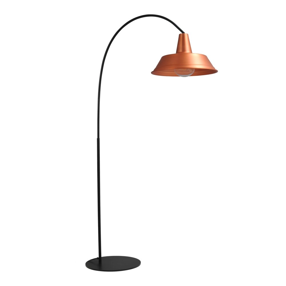 Retro vloerlamp Industria 186 zwart met roodkoper Retro vloerlamp Industria 186 zwart met roodkoper