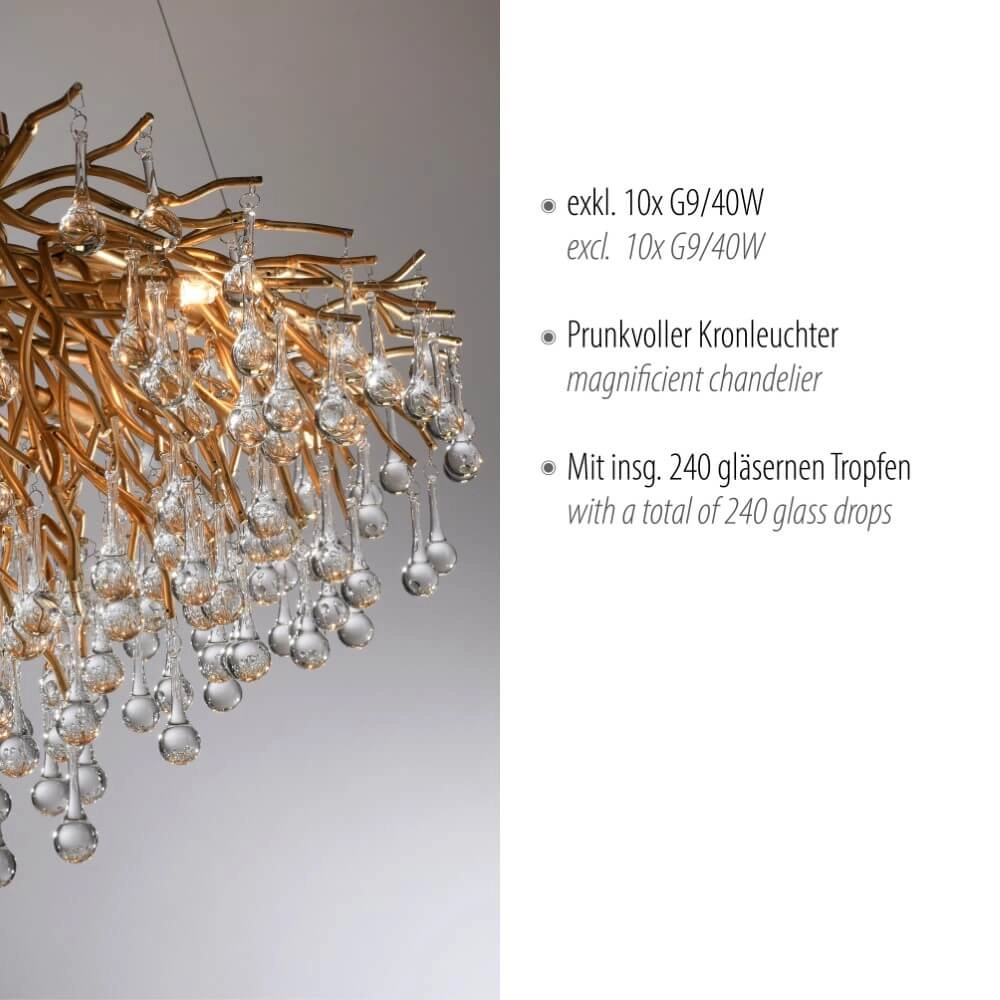 Unieke kroonluchter Icicle antiek messing Paul Neuhaus 4012248352120