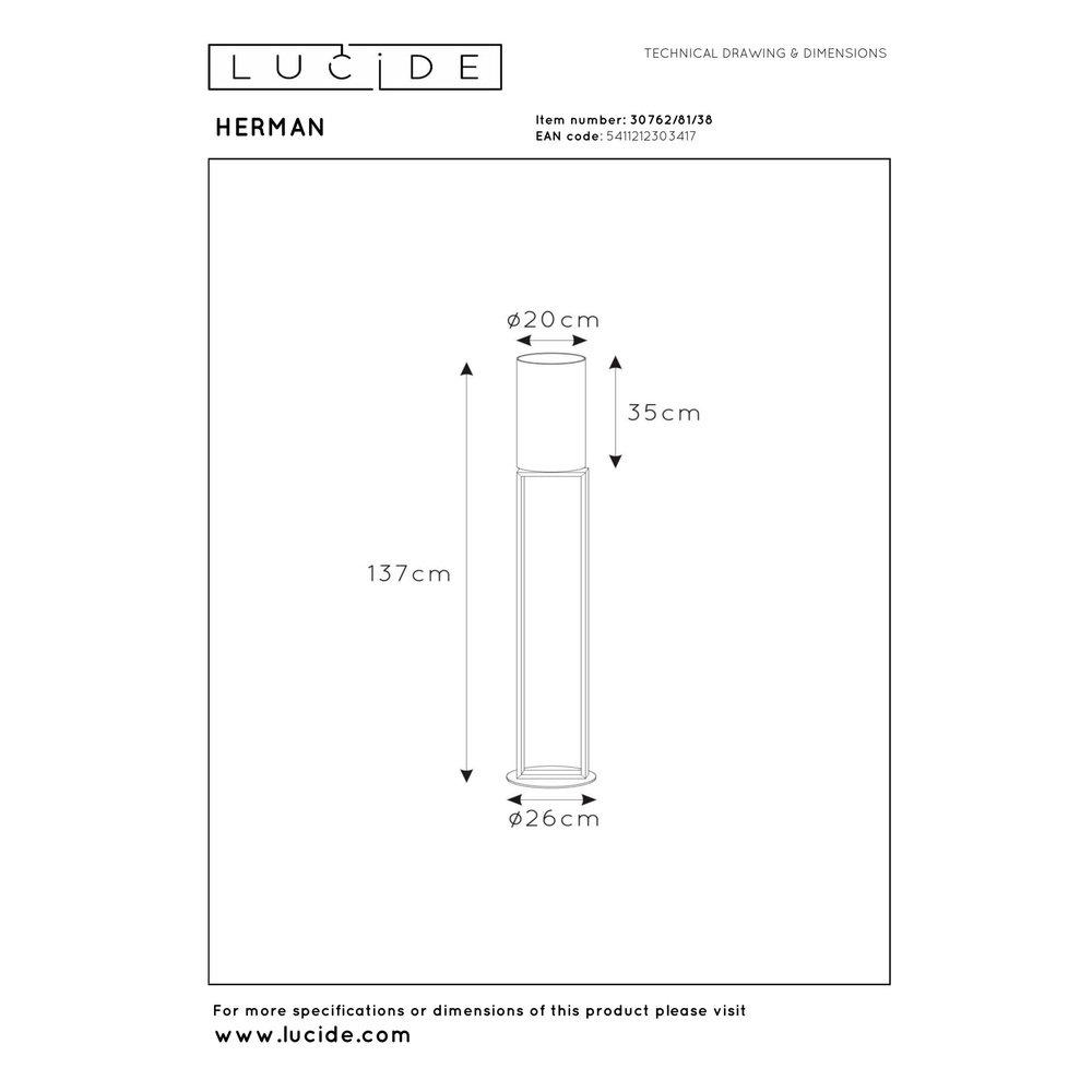 Vloerlamp Herman zand bruin Lucide 5411212303417