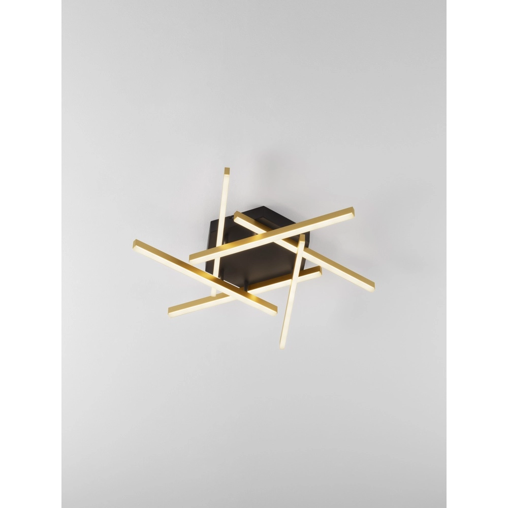 Plafondlamp Hyde zwart met goud Lyora 5212017446190