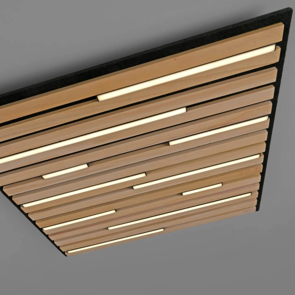 Vierkante plafondlamp Q-Akustik hout Paul Neuhaus 4012248385388
