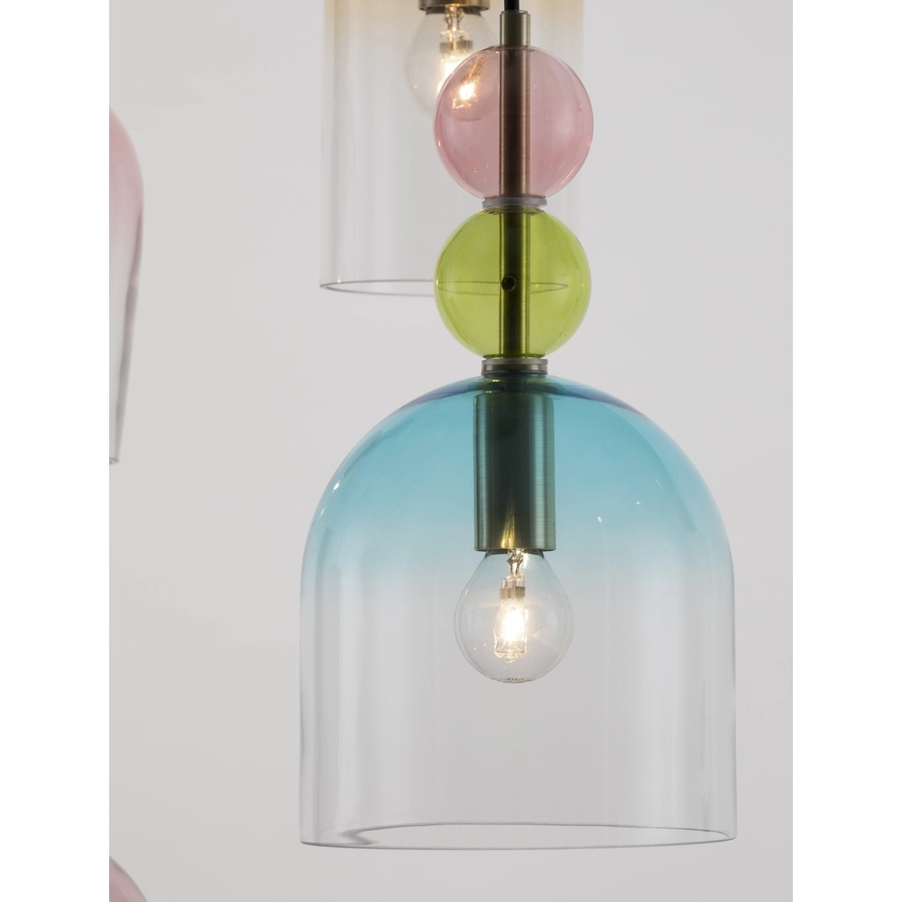 Gekleurde hanglamp Murano 5-lichts