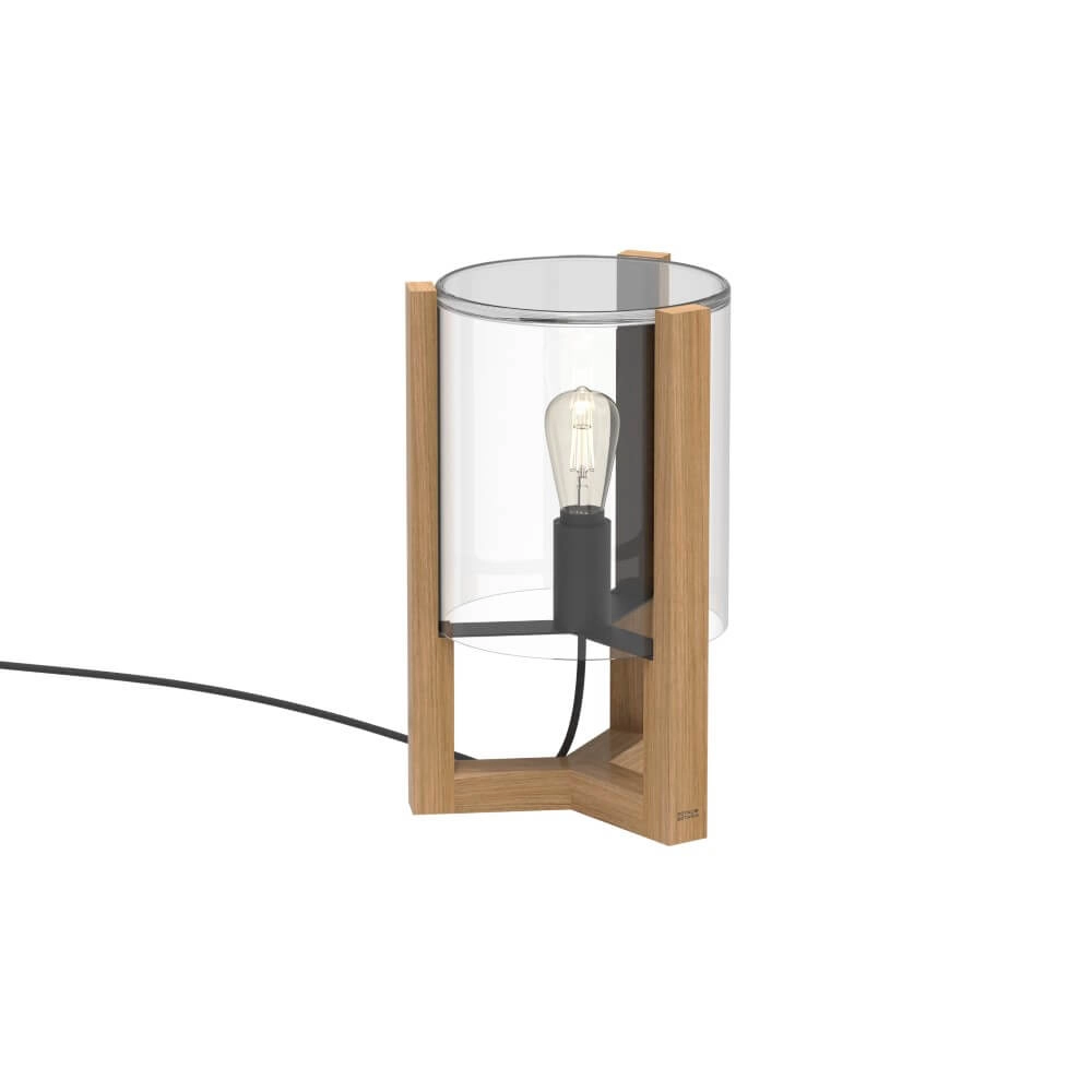 Tafellamp 45cm Tristar teak met helder glas Tafellamp 45cm Tristar teak met helder glas