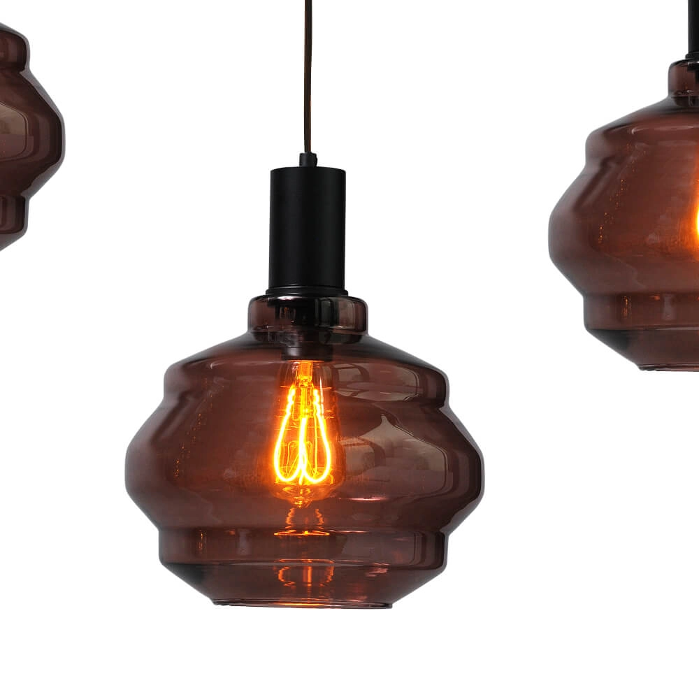 5-lichts hanglamp - zwart - Porto met Ball red glazen - Ø 24cm Masterlight 8718121270135