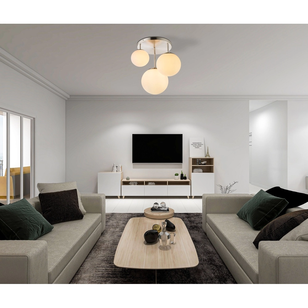 Design plafondlamp Joel nikkel met wit Globo 9007371364039