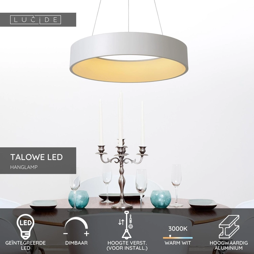 Hanglamp Talowe Led Ø 60cm wit Lucide 5411212460240