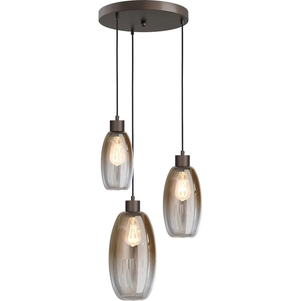 Vide hanglamp Olive met 3 glazen - cacao - Ø35cm