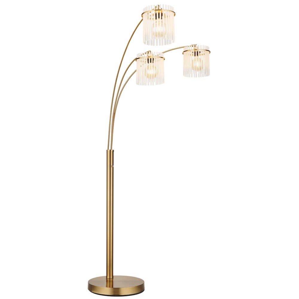Gouden vloerlamp Gorley met glas 3-lichts