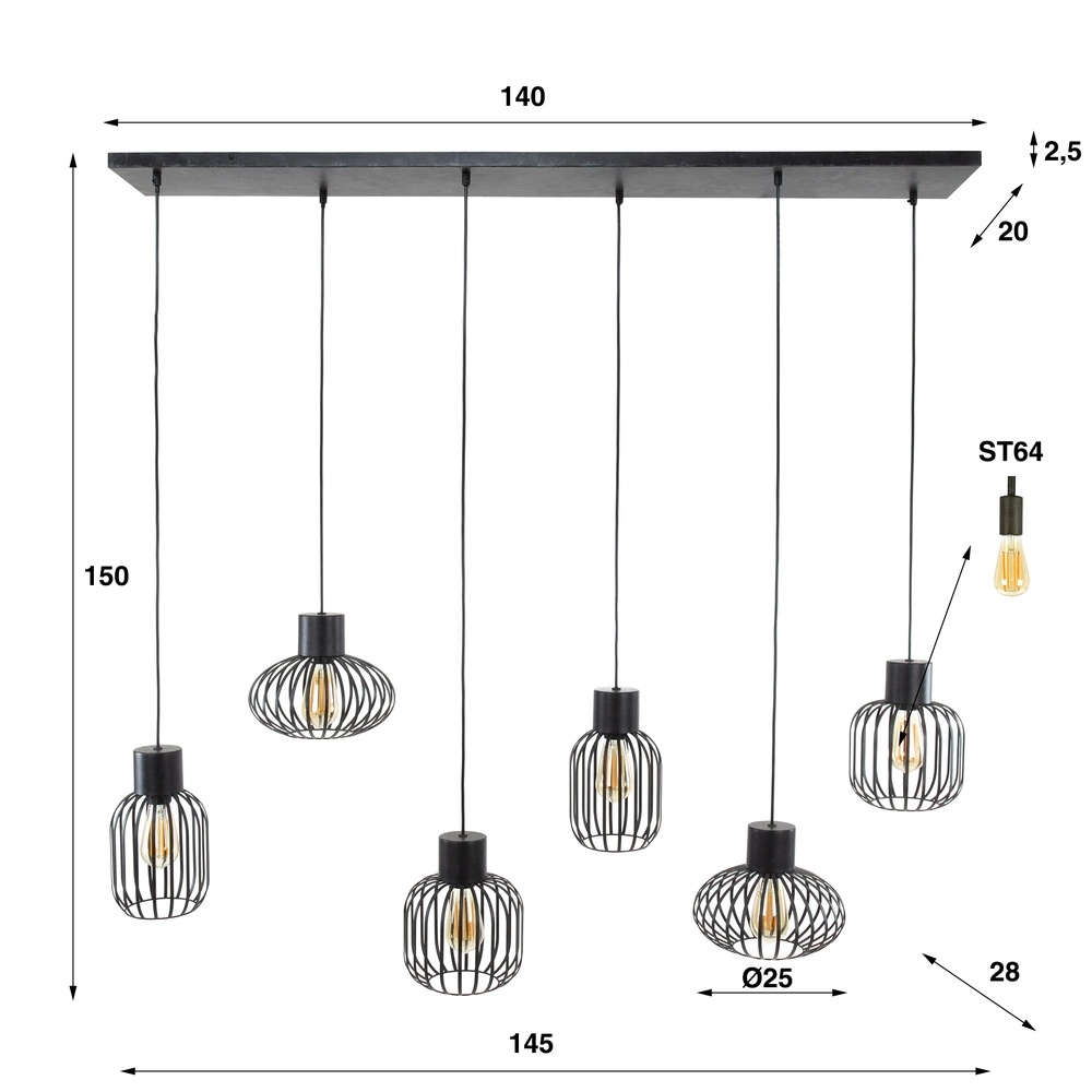 5L draad hanglamp Mix E27 - zwart Lyora 8716803512146