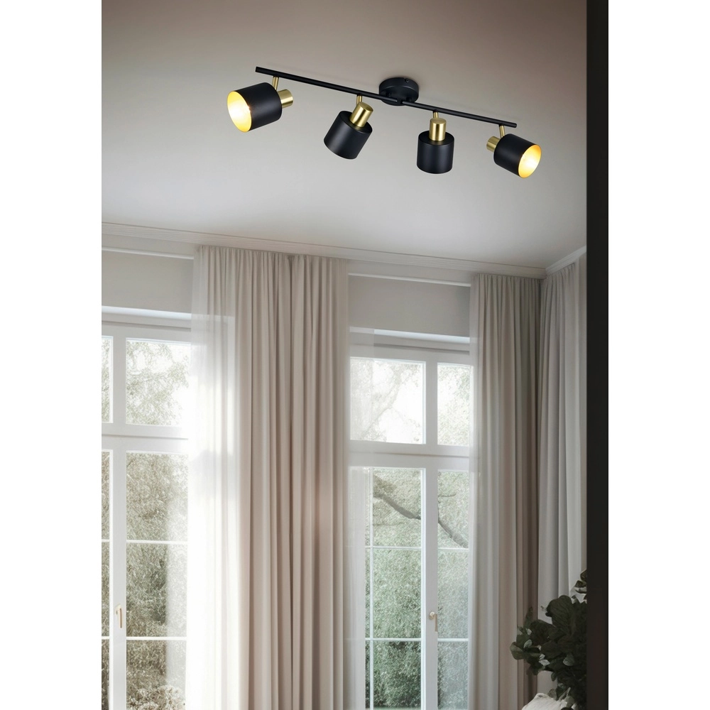 Plafondlamp Eva 4-lichts zwart met goud Trio 4017807654677