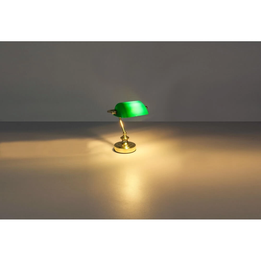 Klassieke bureaulamp Antique goud met groen glas Globo 9007371357451