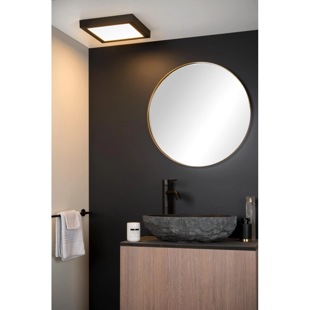 Plafonniere Brice-Led 30cm vierkant IP44 zwart Lucide 5411212281272