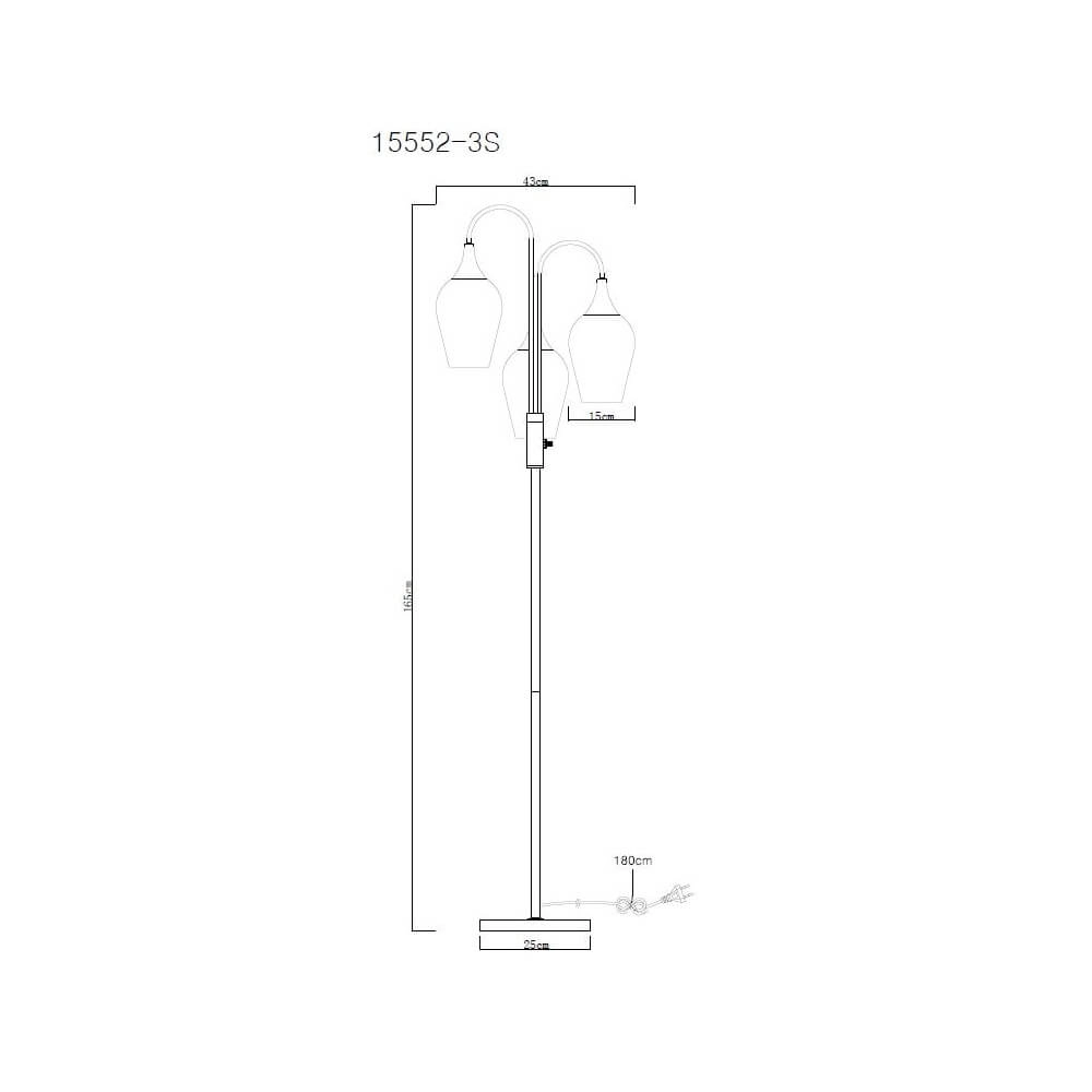 Vloerlamp Lavus gekleurd glas 3-lichts Globo 9007371474202