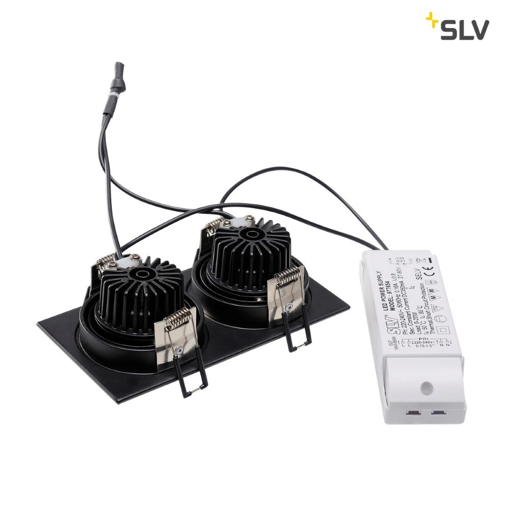 Inbouwspot New Tria 2 LED 2700K zwart met klemveren SLV 4024163150576