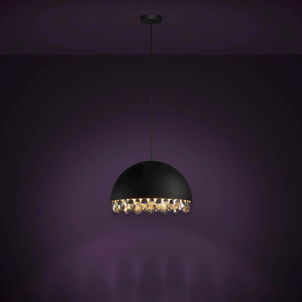 Zwarte hanglamp met kristal Gaetano 2 Ø 45cm Stars of Light 9002759399498