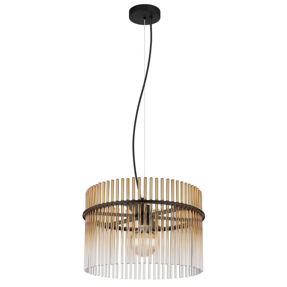 Zwarte hanglamp Gorley met amberglas Ø 40cm Globo 9007371465996