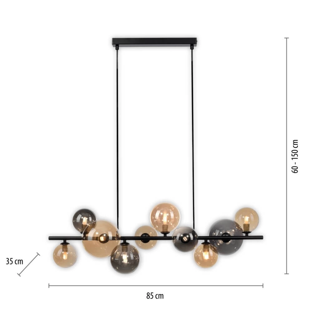 Zwarte hanglamp Popsicle design 10-lichts Paul Neuhaus 4012248375495