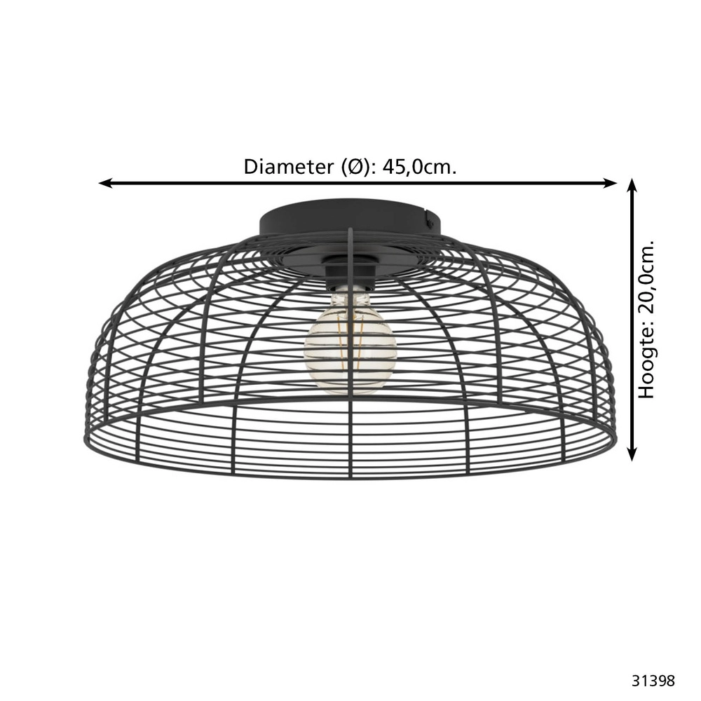 Draadlamp Derwen Ø 45cm - plafond - zwart Eglo 9002759313982