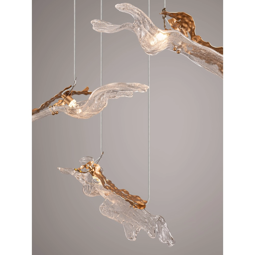 Gouden hanglamp Avesa met helder glas 128cm Lyora 5212063500426