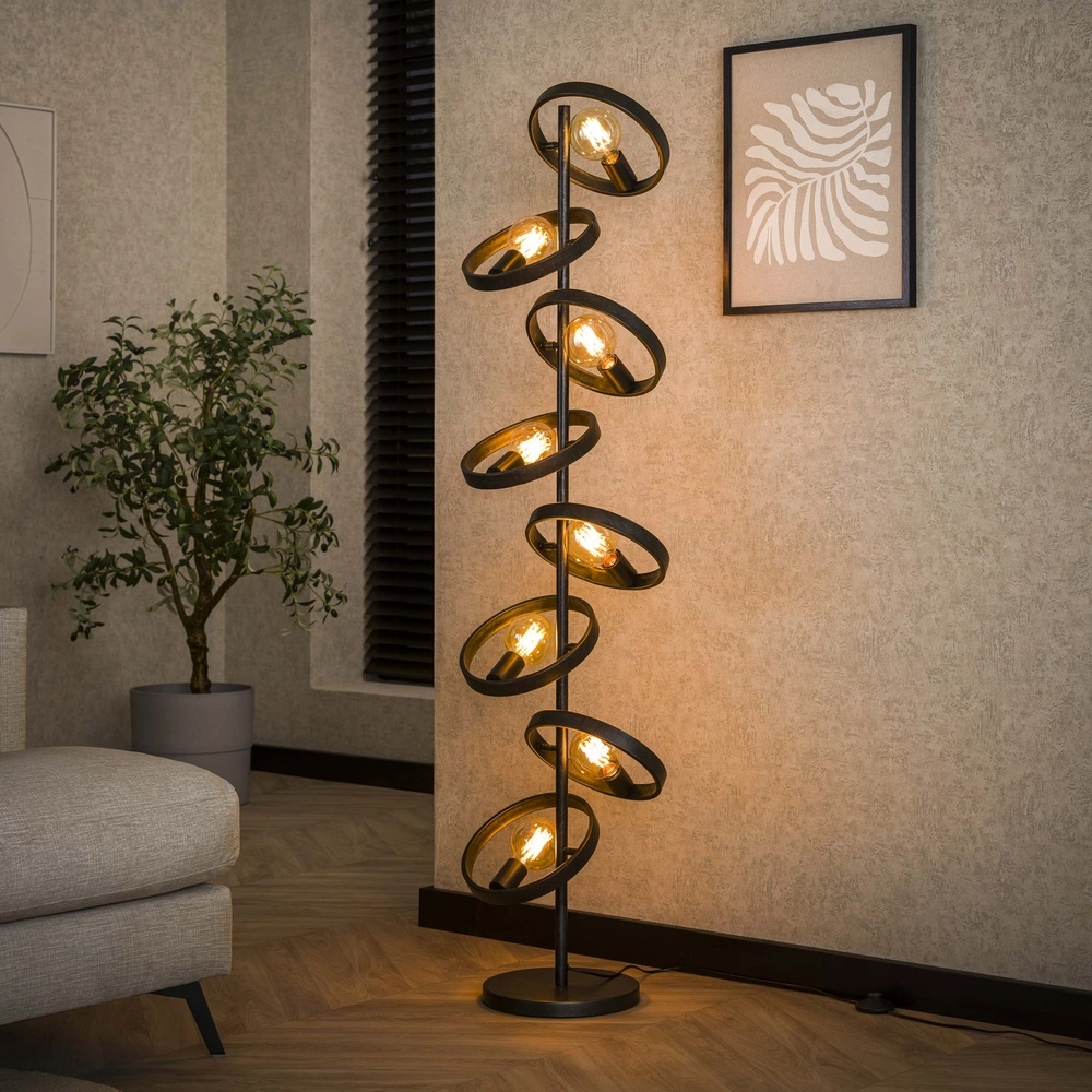 Ringen vloerlamp Hover 160cm - 8x E27 - charcoal