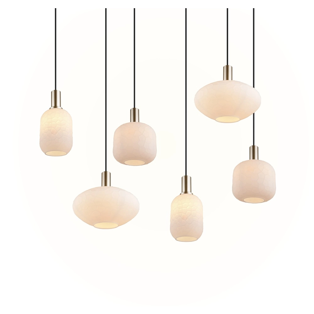 6-lichts hanglamp Emelie goud met wit glas Trio 4017807724332