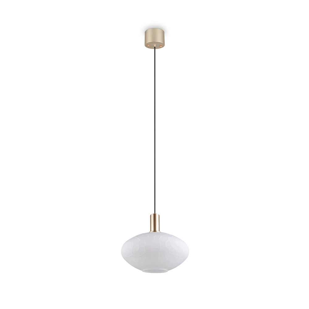 Hanglamp Emelie goud met wit glas Trio 4017807724264
