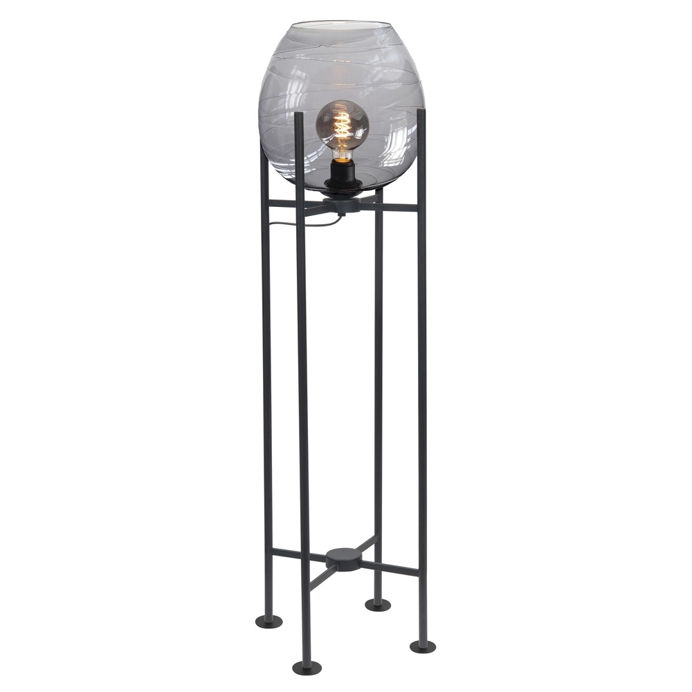 Vloerlamp Fantasy zwart met smoke glas 140cm