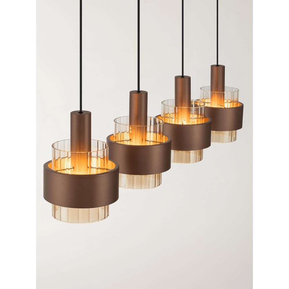 Moderne hanglamp Serena 4-lichts koffie bruin Lyora 5212063501157