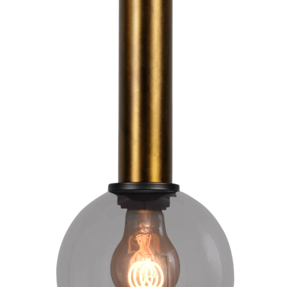 Hanglamp Ø 15cm Bella 2 Antiek messing met smoke glas Masterlight 8718121334073