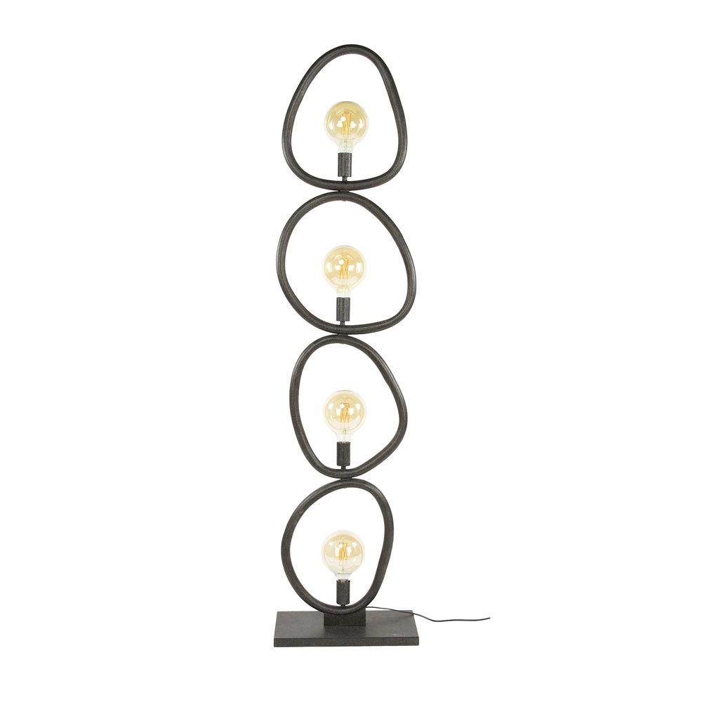 Landelijke vloerlamp Pebble artic zwart - 4x E27 Lyora 8716803511002