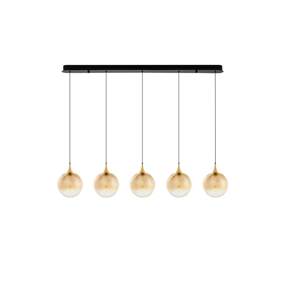 Pendant lamp Orenda straight 5-light amber glass Lyora 5212017477675
