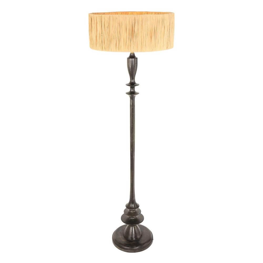 Vloerlamp Bois met strokleurige kap Steinhauer 8712746172744