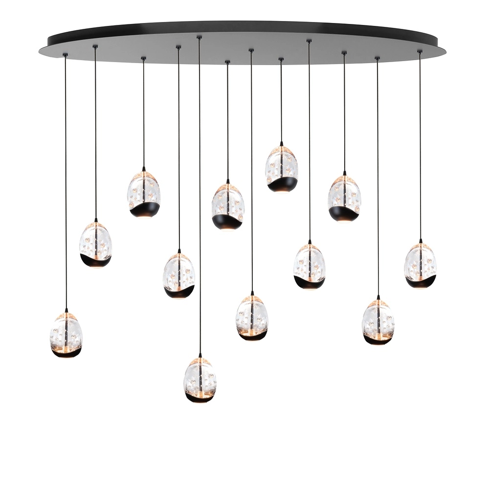 Hanglamp Clear Egg zwart 12-lichts ovaal