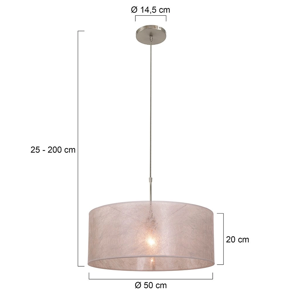 Hanglamp Stresa met 50cm zilvergrijze kap Steinhauer 8712746118155