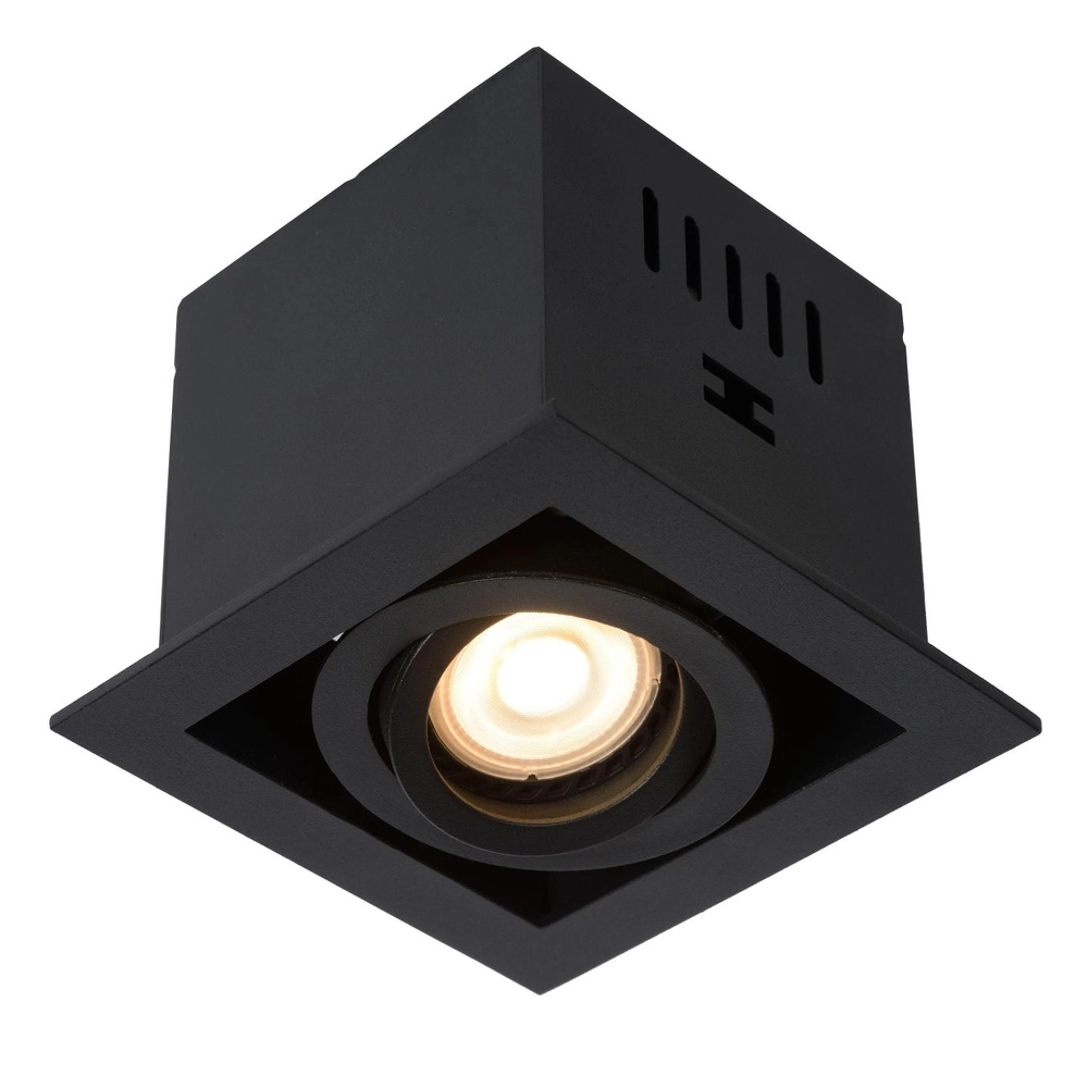Vierkante inbouwspot Chimney enkel zwart Lucide 5411212092250