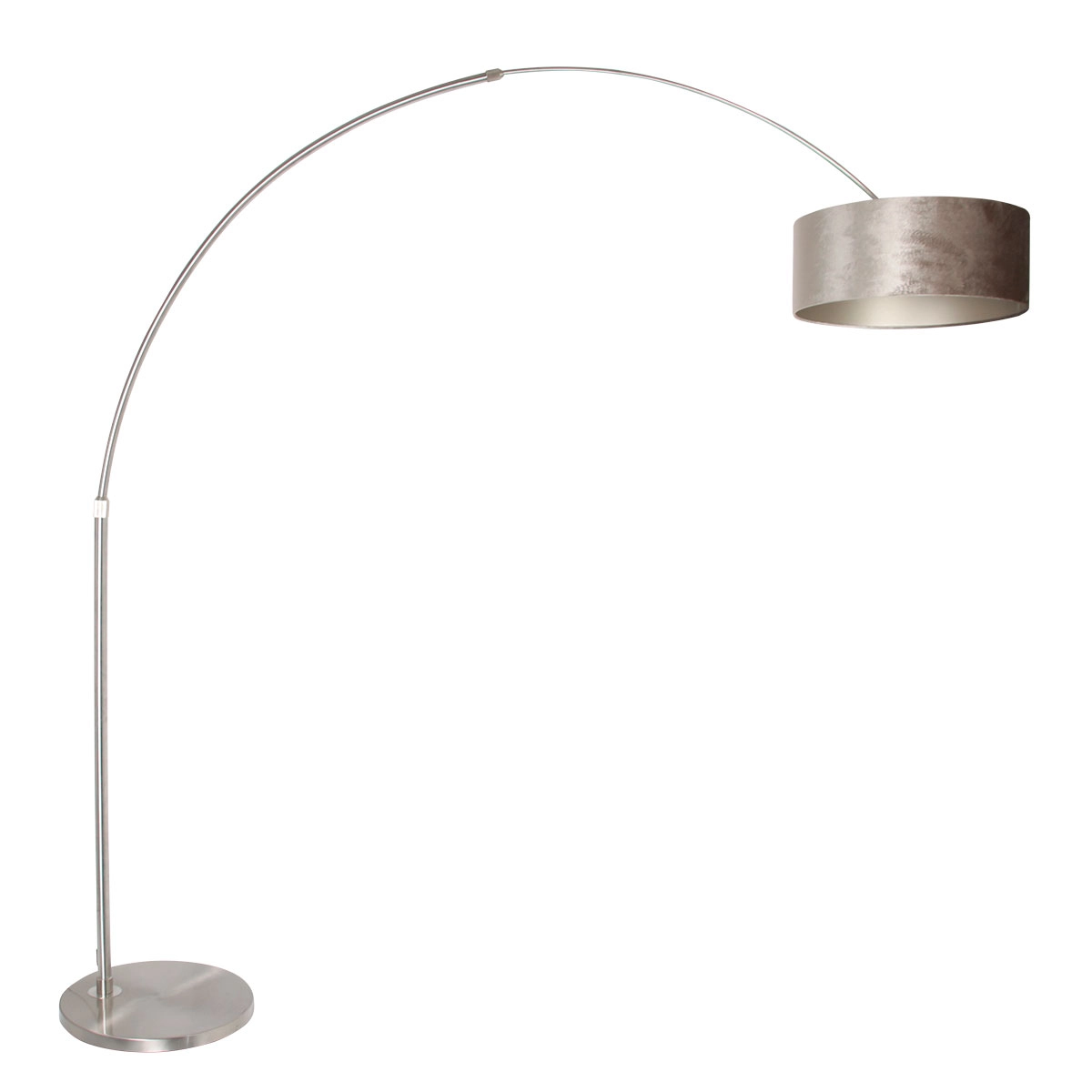 Booglamp Sparkled RVS met velours taupe kap Booglamp Sparkled RVS met velours taupe kap