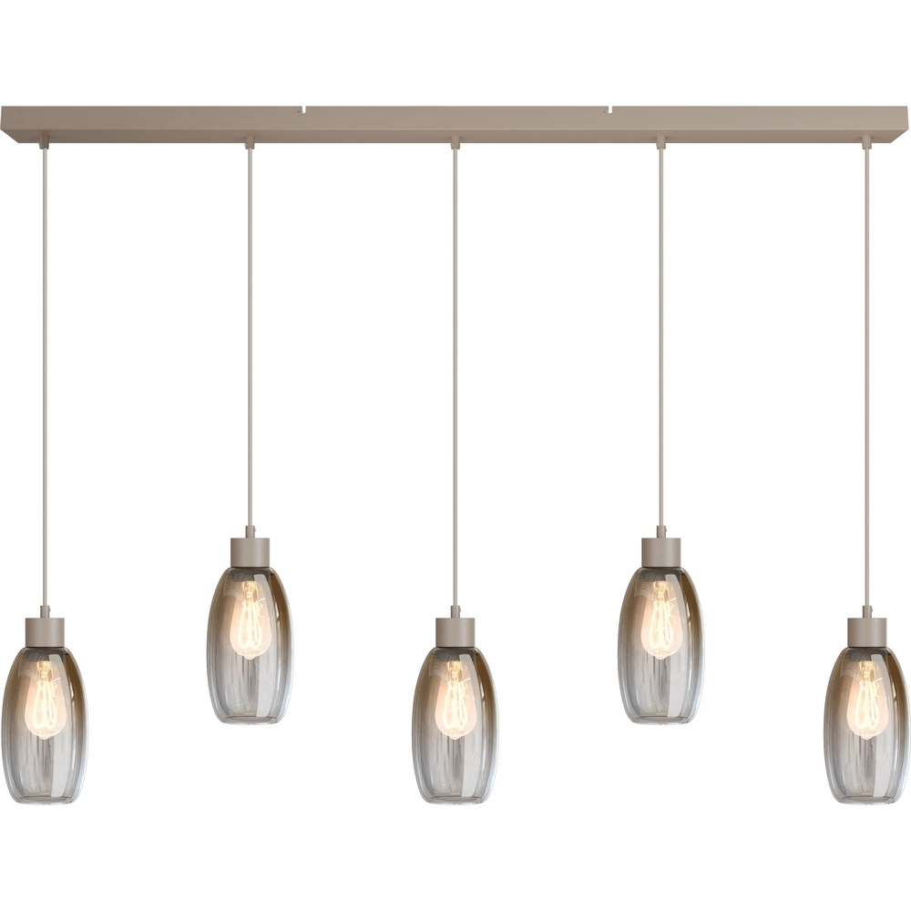 Glazen hanglamp Olive 5x Ø 12,5cm - zand
