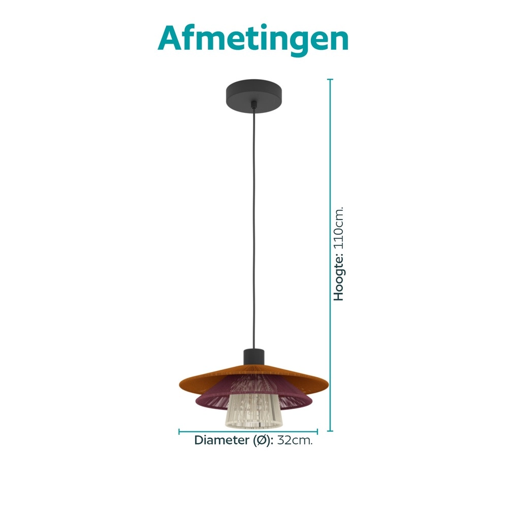 Draad hanglamp Pignona Ø 32cm gekleurd Eglo 9008606391172