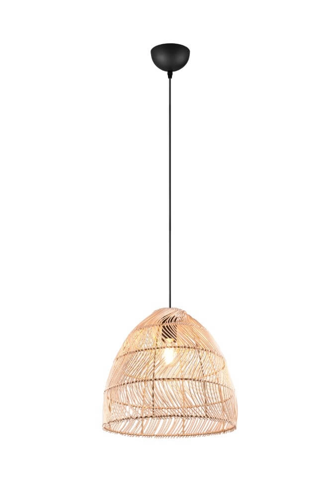 Hanglamp Rike zwart met rotan vlechtwerk Trio 4017807539295