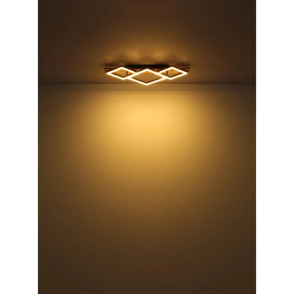 Plafondlamp Obrien zwart met hout 4-lichts Globo 9007371518302