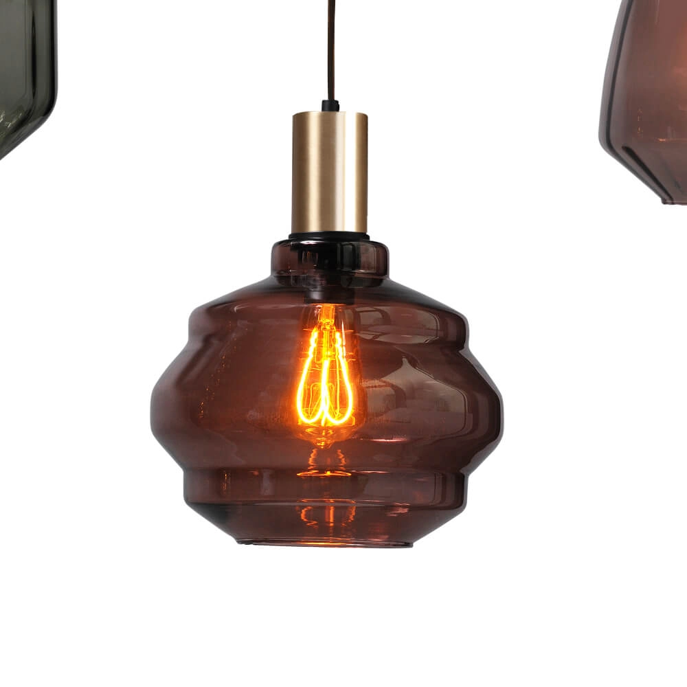 5-lichts hanglamp - goud - Porto met verschillende glazen Masterlight 8718121270371