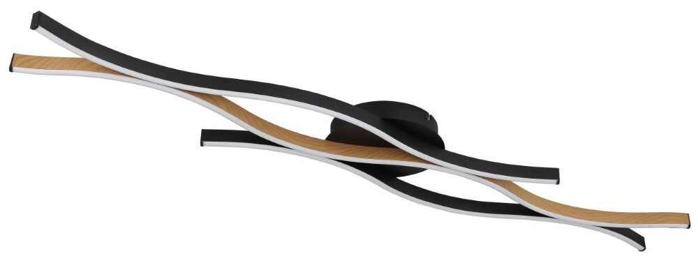 Plafondlamp Geronimo zwart met hout Globo 9007371445042