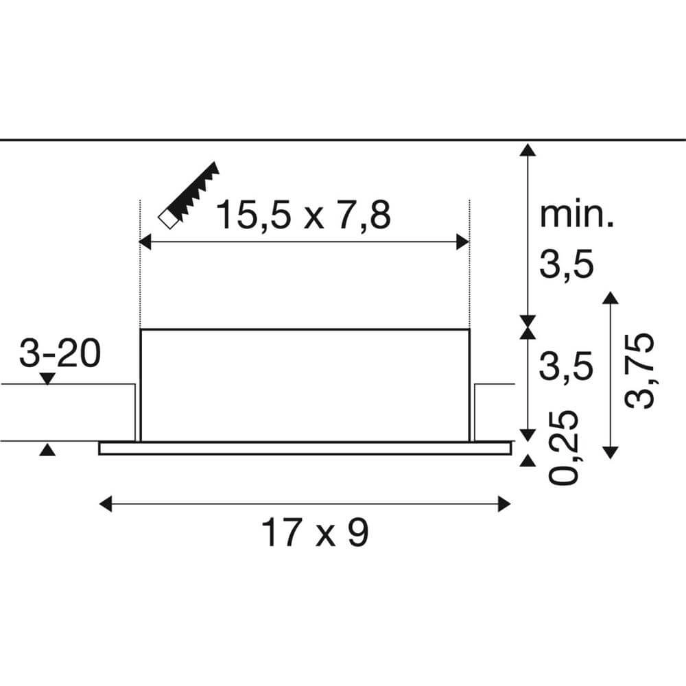 Zwarte inbouwspot New Tria 155 rechthoekig SLV 4024163297097