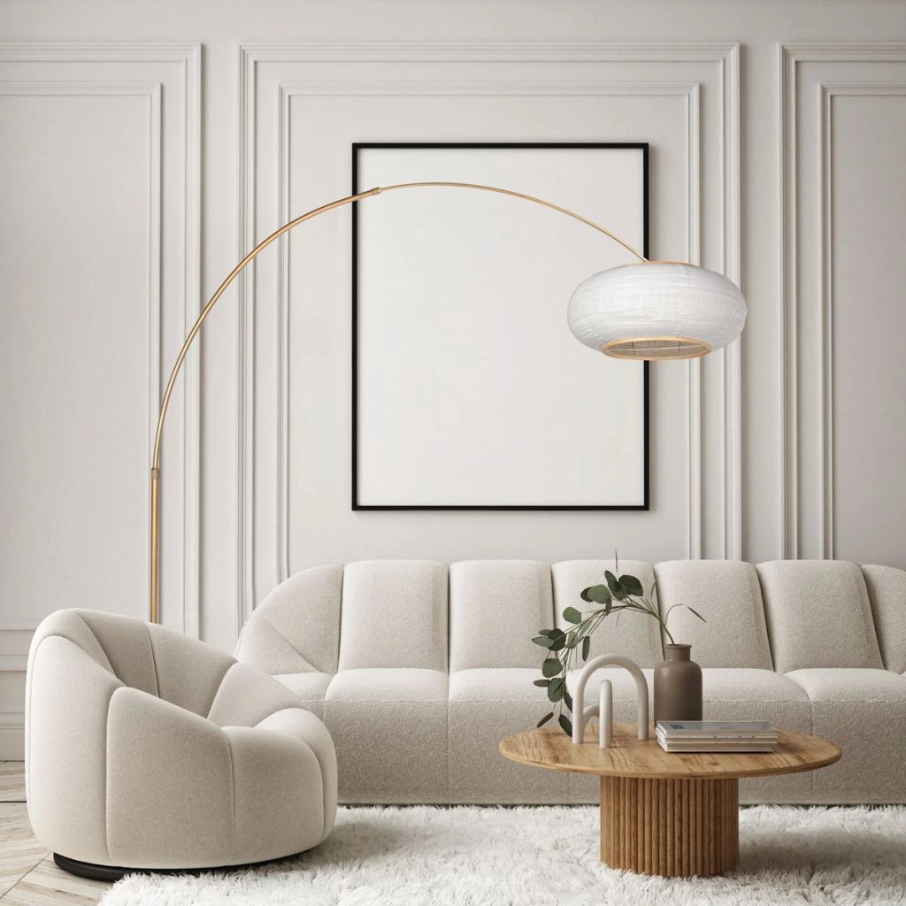 Bronzen booglamp Silva Alba met witte kap Ø60cm Steinhauer 8712746185676