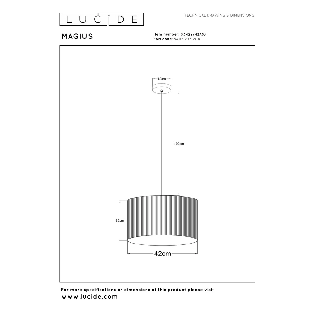 Hanglamp Magius Ø 42cm rotan Lucide 5411212031204