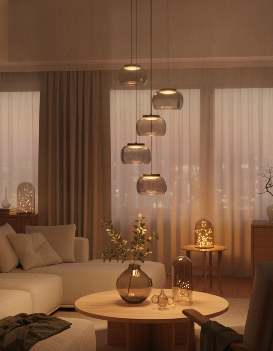 Moderne hanglamp Bios 5-lichts zwart